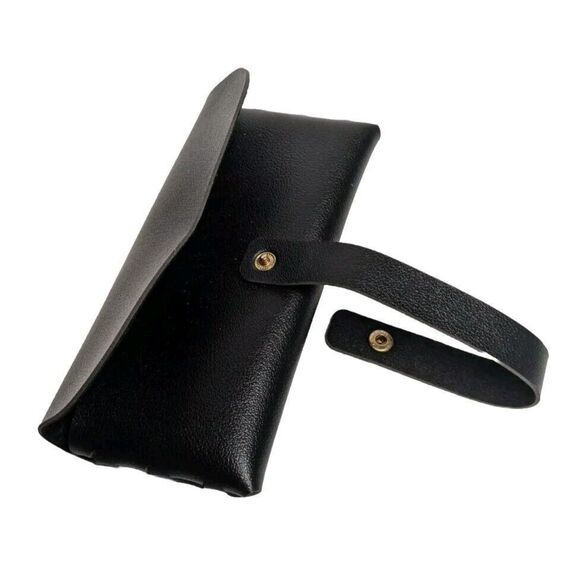 Fashion Eyeglass / Sunglass Buckle Case Snap Closure PVC Leather Faux - Black - Picture 2 of 8